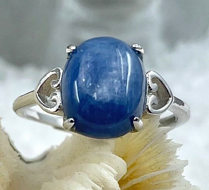 Bague réglable en argent 925 et kyanite naturelle bleue de 11 carats