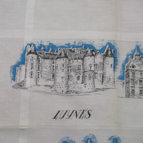 Handkerchief Vintage Top Pocket Square Hanky 1940s 1950s Tourist France Blois - Picture 10 of 12