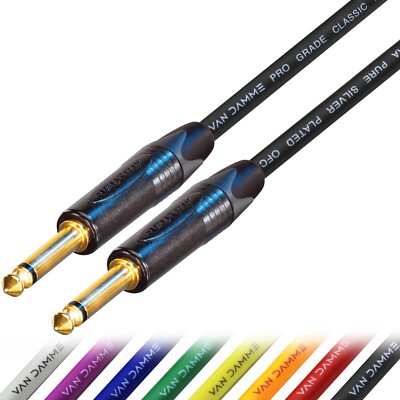 Van Damme Gitarrenbuchse zu Klinke Kabel Leitung schwarz gold 1/4'' gerade Stecker Neutrik