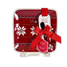 Hallmark Northpole Party Plate and Spreader Set Red and White NOS Christmas