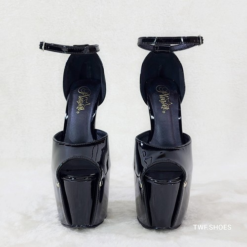 Juicy 15 Negro Patente Delgado 7" Plataforma Stiletto Tacones Traseros Cerrados - Imagen 6 de 7