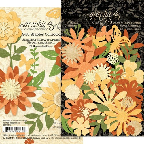 GRAFIK 45 ~ GELB & ORANGE ~ BLUMENSORTIMENT ~ Grafik 45 Heftklammern