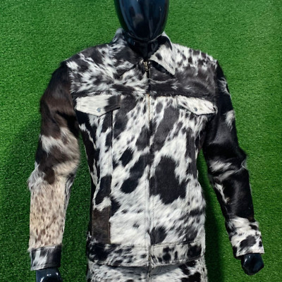 Leather Jacket Men Cowhide Western Coat Real Cow Skin Hair Leather Multi Size