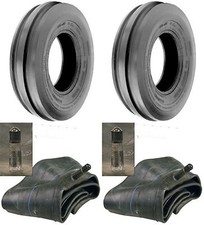 Two 6.50-16 6.50x16 650-16 Tri-rib 3 Rib 6ply Tractor Tires & Tubes Heavy Duty