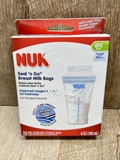 NUK Seal 'n Go Breast Milk Bags 25 Pre-Sterilized Storage Bags 6 oz NEW
