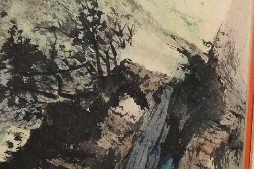 Antique Chinese Mountains Man on Bridge Watercolor Painting On Rice Paper Signed - Picture 8 of 24