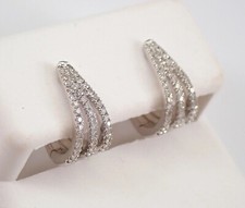 1.00Ct Lab Created Modern Design Huggies Hoop Earrings 14K White Gold Plated