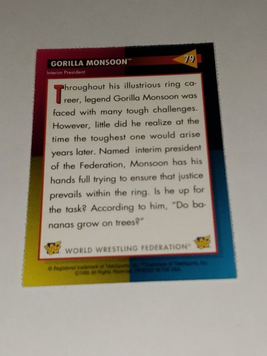 1995 WWE/WWF Magazine Insert #79 Gorilla Monsoon Wrestling Card Danneggiata Leggi Des - Foto 10 di 14