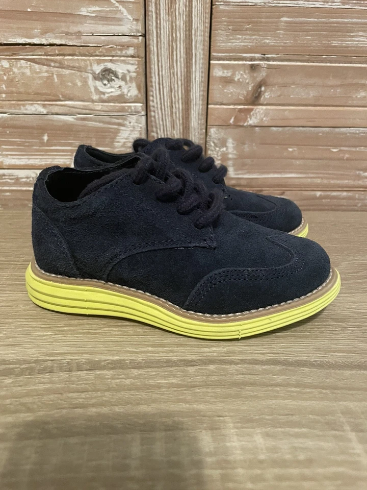 НОВЫЙ! Туфли детские Cole Haan Grand молодежные 7c синие желтые замшевые на шнуровке повседневные Oxford - Изображение 3 из 4