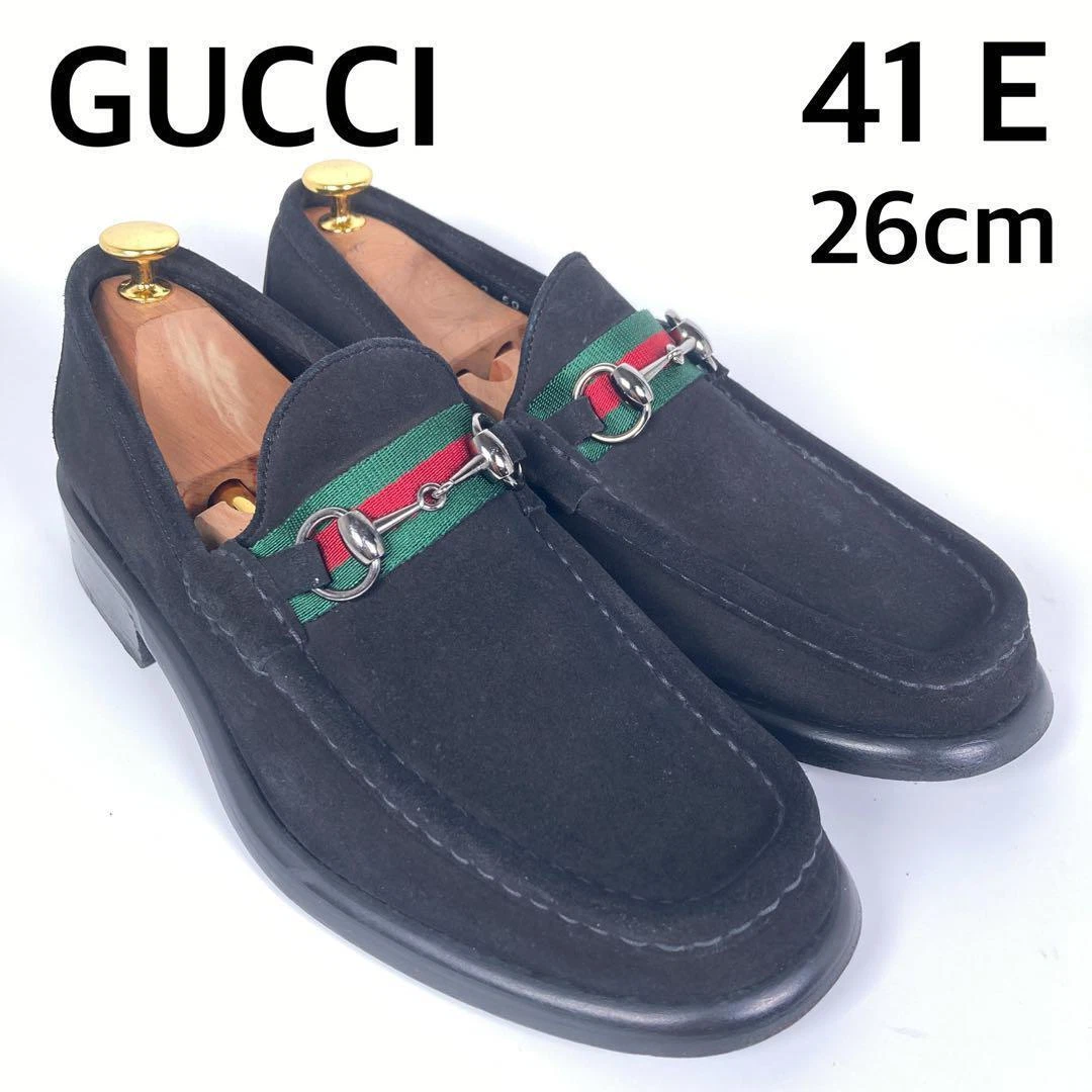 Mocassins homme 8.0US Gucci bout carré en daim Sherry Line Horsebit