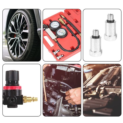 UK Petrol Engine Cylinder Leak Down Tester Compression Leakage Detector Kit Set - Picture 7 of 12