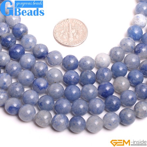 Cuentas redondas de piedras preciosas de jade aventurina azul para hacer joyas 8 mm 10 mm 15" envío gratuito - Imagen 8 de 13