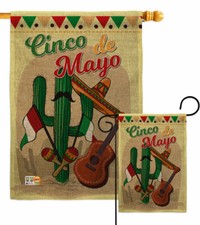 Fiesta Cinco de Mayo Burlap Garden Flag Summertime Decorative Yard House Banner