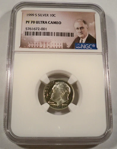 1999-S 10c SILVER NGC PF70UCAM PROOF ROOSEVELT DIME ULTRA CAMEO PR 70