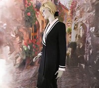 St. John Evening Black Skirt Suit Sz 8 Pink Silk Collar &Cuffs Black Satin Skirt 12