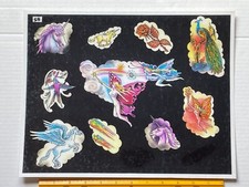 Vintage Art Tattoo Flash Sheet 58 Fairies Unicorns