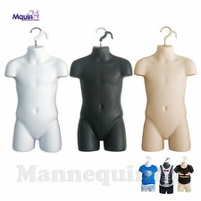 3 Mannequin Child Torsos Set - Kid Hanging Body Form White Flesh Black