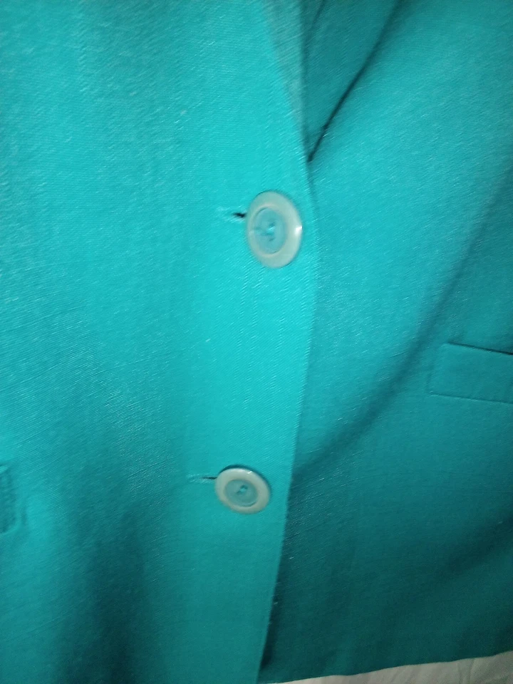 Vintage ALFRED DUNNER  Womens turquoise blue Solid Blazer, Size 20,  - Изображение 4 из 4