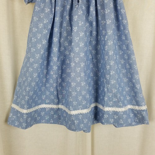 Vintage Peaches N Cream Sailor Collar Calico Twirl Dress Girls 6 Cornflower USA - Picture 3 of 9