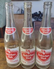 3x 10 Oz ACL Soda Bottle Suburban Club Baltimore MD Red/White Golfer ⛳ 1950's