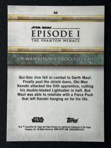 Obi-Wan Kenobi Dark Maul 2024 Topps Sapphire Star Wars réfracteur Phantom Menace - Photo 2 sur 3