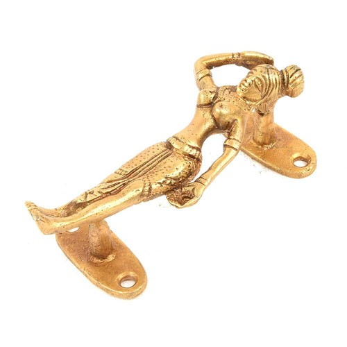 Hecho a Mano Mujer Manija Latón Dorado Figurita - Imagen 2 de 2