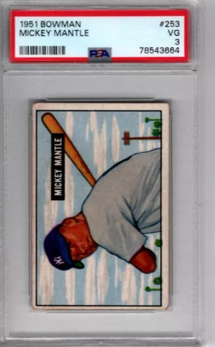 1951 Bowman  SET #253  Mickey Mantle     PSA 3  ROOKIE