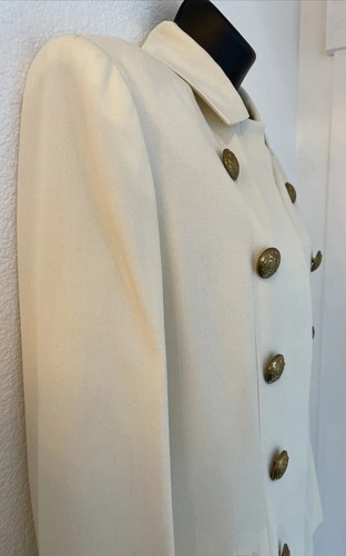 Neiman Marcus 100% Wool Women Double Breasted Vintage Blazer Suit Coat Military - Picture 9 of 12