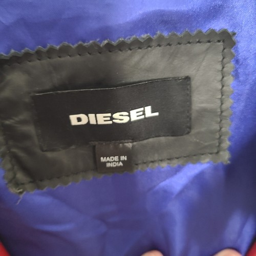 DIESEL Leather Biker Jacket L STREET Bomber Red White Black XXL Moto Motorcycle - Picture 9 of 10