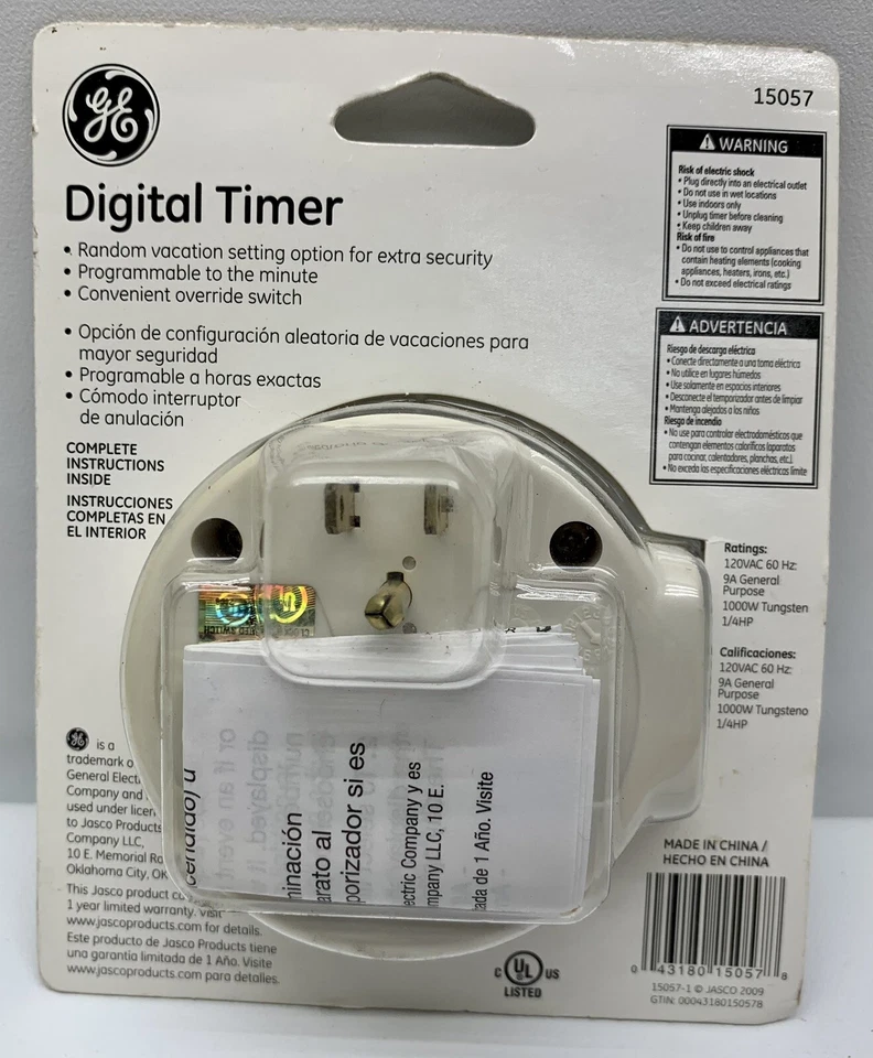 GE Security Plug-In Digital Timer 7 Day Programmable 1 Outlet 15057 - Image 2 of 3