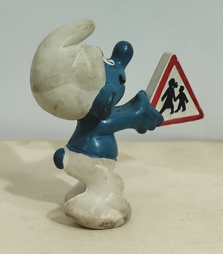 88884 Puffi Schleich 20155 - Puffo Cartello Stradale - Peyo 1980 - Picture 2 of 4