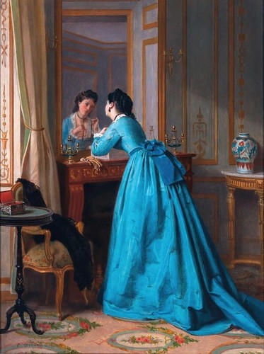 high quality oil painting 100% handpainted on canvas "Before the Mirror" - Bild 1 von 1