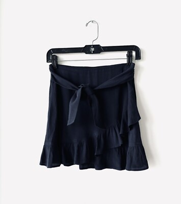 Express Navy Blue 100% Rayon Ruffle Mini Skirt Size 00
