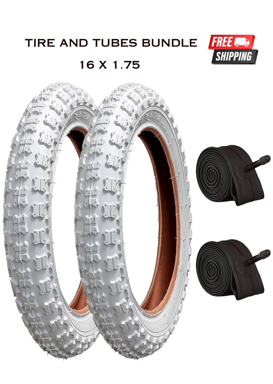 Tires And Tubes Bundle All White For Kids Bmx, Freestyle Bik