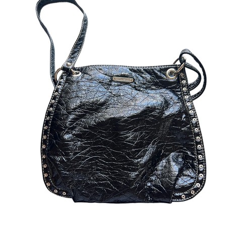 Red by Marc Ecko Black Faux Patent Leather Crossbody Bag Purse Silver Studs NWOT - Picture 3 of 5
