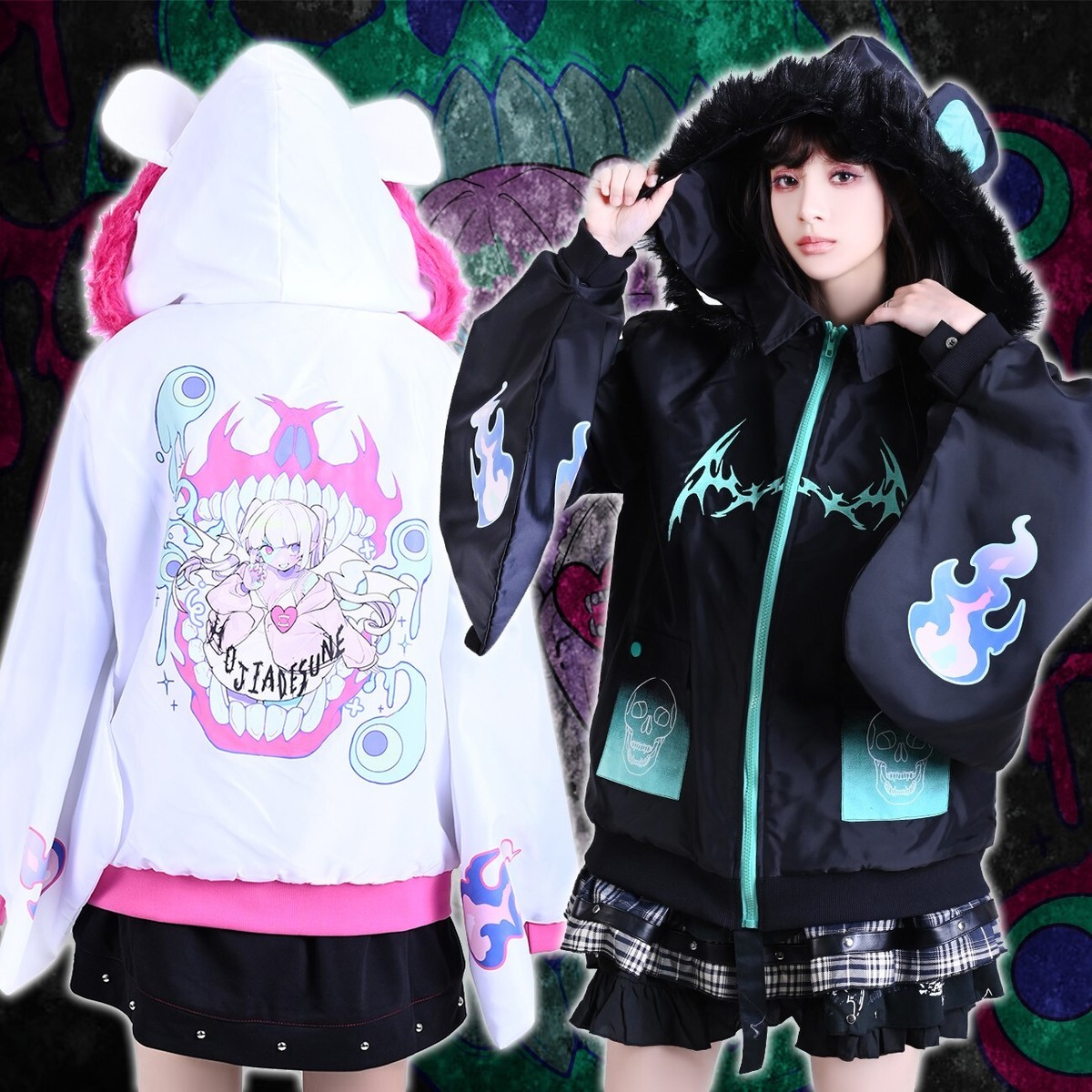 cyberpunk harajuku Naja warlock kimono sleeve windbreaker