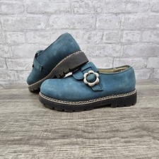 L.L. Bean Suede Girls Clogs Size 2 Slip On Shoes blue