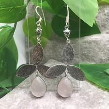3  Rose Quartz Gemstone 925 Silver Plated Handmade Earring Set New 5751