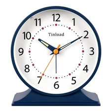 4.5" Antique Retro Analog Alarm Clock Small Silent Bedside Desk Clock With Night