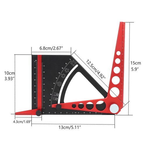Adjustable Set Square Scriber Movable Aluminum Angle Protractor Measurement Tool - Picture 4 of 6