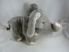 Russ Berrie Light Grey Elephant Baby Plush Gray 9" X 14"  tail soft cuddle toy