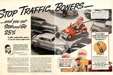 1940 vintage AD for SUPER SHELL GASOLINE, art Cartoon 'Screw Driver' 2pgs 052419