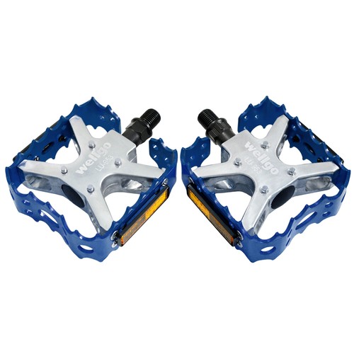 Pedales de bicicleta Wellgo Old School BMX MTB Bear Trap 1/2", azul - Imagen 4 de 4