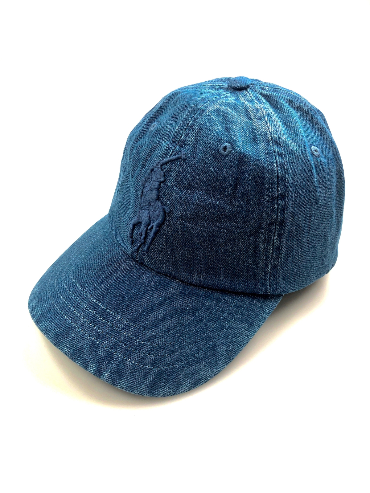 POLO RALPH LAUREN BIG PONY BERRETTO A SFERA JEANS MARRONE CAPPELLO CON CINTURINO IN PELLE NUOVO CON ETICHETTE