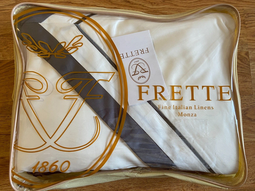 580 TC FRETTE 4 PIECE EURO SIZE BEDDING SET WHITE/GREY - Picture 4 of 5