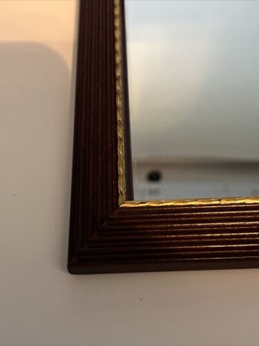 Pair Vintage Wooden Home Interior Mirrors Gold Trim 8 X 8” Gallery Wall - Picture 3 of 18