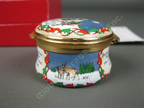 Vintage 1990 Halcyon Days Christmas Gift Enamel Trinket Box Good King Wenceslas - Picture 4 of 10