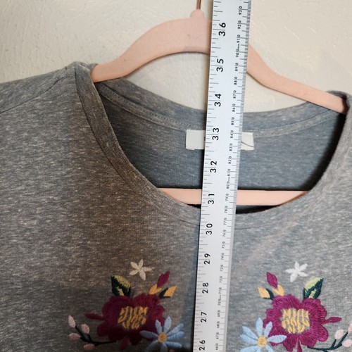 Pigiama camicia da notte Umgee donna XL ricamato floreale grigio cotone - Foto 4 di 4