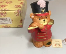 Enesco Coin Bank with Stopper  1982 Lucky and Me  Musical Playing Flute 22-356