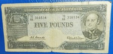 1960-1966 Australian £5 Five Pound Banknote | Coombs/Wilson | TC 66 Prefix | R50